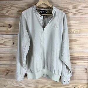 Zero Restriction Windbreaker Mens L Beige Golf Pullover Austin Country Club USA